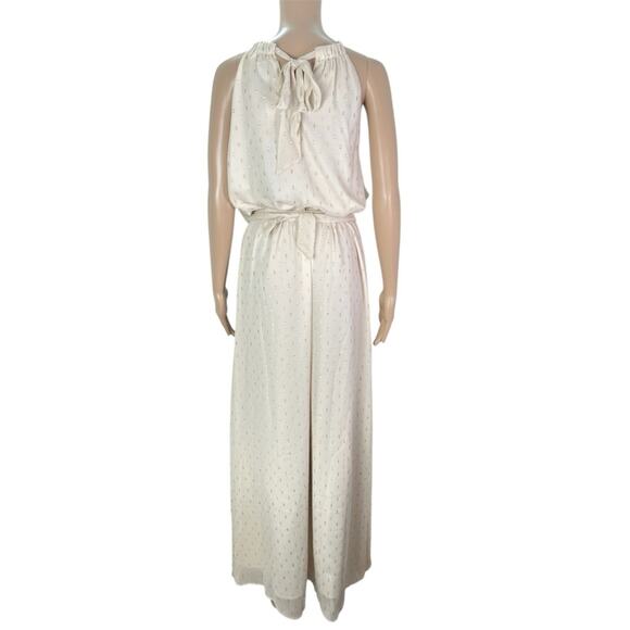 New ModCloth Illuminated Elegance Ivory Metallic Chiffon Maxi Dress - Picture 4 of 12
